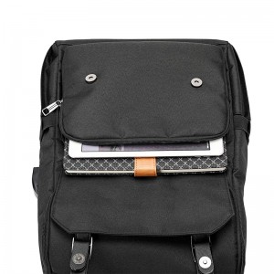 Црн ранец за патување за лаптоп со приспособување на ранец за USB порта за полнење