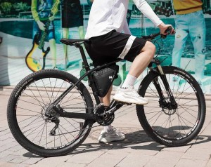 Bolsa de trípode de bicicleta personalizable Bolsa de triángulo de bicicleta con dous petos laterais