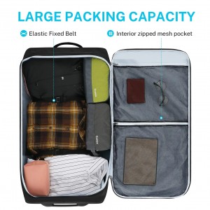 पहियों के साथ रोलिंग डफ़ल बैग, 110L बड़ा यात्रा पहियों वाला डफ़ल सामान, रोलर्स के साथ 33 इंच, हल्का नीला