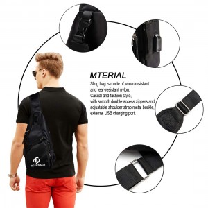 Vattentät axel- och bröstväska med USB-laddningsport