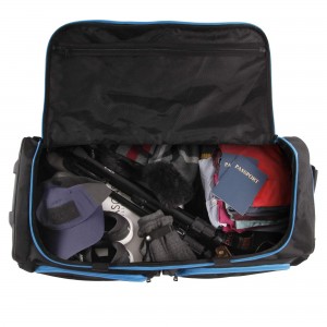7-Pocket Kbir Rolling Duffle Bag, Iswed/Blu, Daqs Wieħed