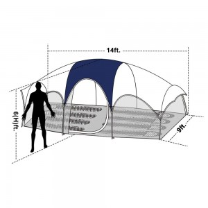 Lều gia đình chống nước và chống gió, 5 cửa sổ lưới lớn, hai lớp, rèm ngăn để chia phòng, lều di động