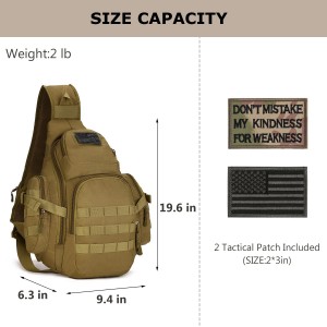 Tactical Sling Bag Multifunctionele Crossbody tas is waterdicht en duurzaam