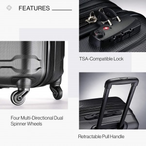 Hardside uitschuifbare koffer Zwarte, meerkleurige plunjezak op wieltjes