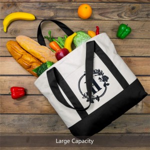 कशीदाकारी प्रारंभिक सूती कैनवास टोट बैग वैयक्तिकृत उपहार बैग