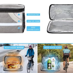 Pielāgojama izolēta velosipēda stūres soma uztur ēdienu siltu/vēsu, ūdensnecaurlaidīgu velosipēda somu