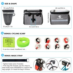 Nako-customize na Insulated Bike Handlebar Bag na Pinapanatili ang Pagkain na Warm/Cool Waterproof Bike Bag