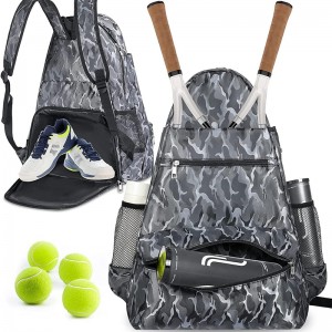 Nadrozmerná tenisová taška Tenisový batoh s vodeodolnou priečkou na topánky