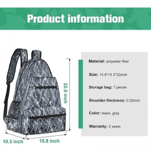 Oversized tennis bag Tennis backpack with calceus partitionem IMPERVIUS