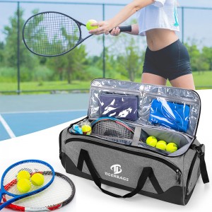 Tennisracket tas kin wêze grutte kapasiteit mei ûnôfhinklik fentilearre skuon compartment