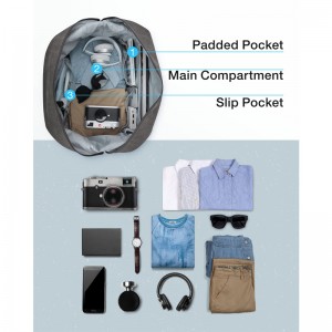 Travel Duffel Bag Light Grey Travel Duffel Bag တစ်ညလုံး သယ်ဆောင်သွားသောအိတ်