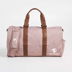 Orta boy seyahat çantası, açık gri/ten rengi sentetik deri spor çantası