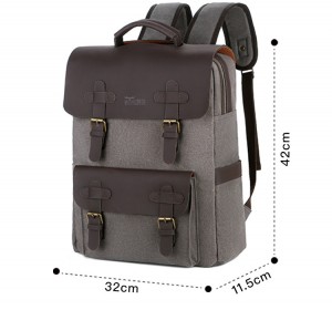 Canvas Leather Laptop Bag Casual Outdoor School Bag Alpinisme Voyage Sac à dos