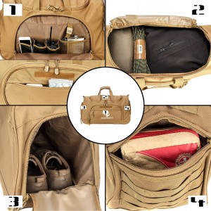 Dagkong mga kompartamento dako nga kapasidad nga taktikal nga backpack duffle bag