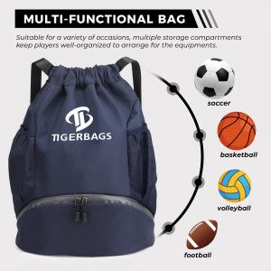 बॉल कम्पार्टमेंट बॉल बैकपैक के साथ बड़ी क्षमता वाला बैकपैक बॉल बैग