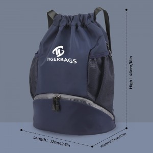 बॉल कम्पार्टमेंट बॉल बैकपैक के साथ बड़ी क्षमता वाला बैकपैक बॉल बैग