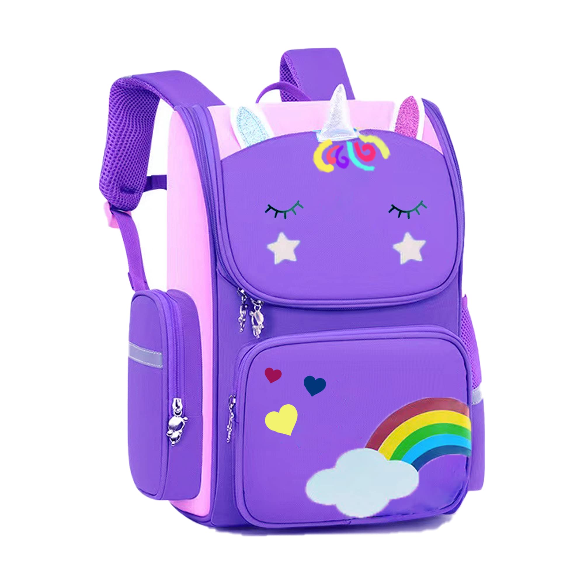 Rainbow Unicorn Girl étudiant école mignon sac à dos respirant