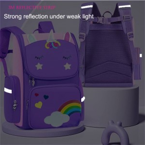 Rainbow Unicorn ສາວນັກຮຽນໂຮງຮຽນ backpack ງາມ breathable