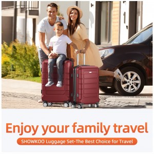 Kırmızı ABS valizi dayanıklıdır ve tekerlekli tekerlekli valizi vardır.