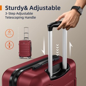 La valise en ABS rouge est durable et a une valise à roulettes avec des roues