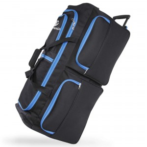 7-ჯიბის დიდი მოძრავი დუფლის ჩანთა, შავი/ლურჯი, ერთი ზომა