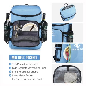 Cooler Bag Backpack Travel Camping დიდი ტევადობის კონფიგურირებადი ქულერის ჩანთა