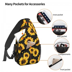 Leichte Umhängetasche für Damen und Herren, Sonnenblumen-Brusttasche, Umhängetasche, Mehrzweck-Reise-Wandertasche