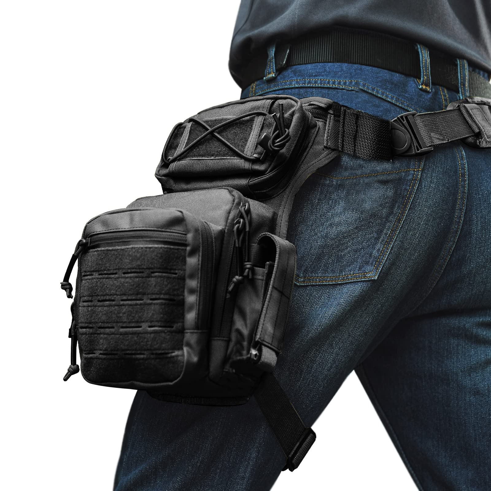 Sort nylon stor kapacitet Tactical Drop Leg Pouch Bag
