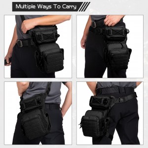 အနက်ရောင်နိုင်လွန် ကြီးမားသောစွမ်းရည် Tactical Drop Leg Pouch Bag