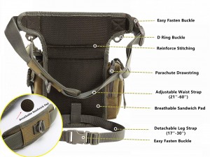 မျက်ရည်ခံနိုင်ရည်ရှိပြီး အရောင်မှိန်ရန်မလွယ်ကူသော နိုင်လွန် Tactical Drop Leg Pouch Bag