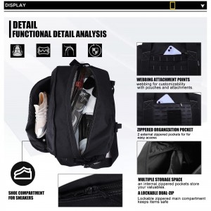 Gym bag duffle bag အားကစား ခရီးသွား လေ့ကျင့်ခန်း ဖိနပ်အိတ် Tactical duffle