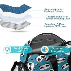 Matpose for barn, isolert lekkasjesikker matboksbeholdere Gjenbrukbar kjølematpose med avtagbar justerbar skulderstropp