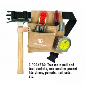 La bossa d'eines de color marró i el cinturó de malla de polietilè es poden personalitzar múltiples butxaques