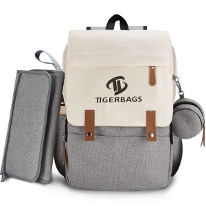 Diaper bag backpack nga adunay portable change pad, stroller belt