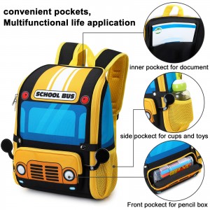 Školska torba u stilu 3D školskog autobusa Lijepa školska torba Višenamjenska školska torba za učenike