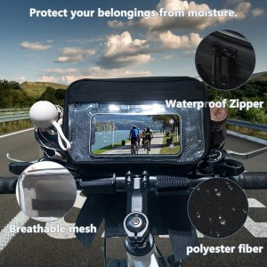 Sacoche de guidon de vélo avec support de téléphone à écran tactile Porte-bouteille de vélo Sac d'isolation avec sac en filet