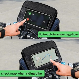 Çanta e timonit të biçikletës me mbajtëse telefoni me ekran me prekje Qese izoluese e mbajtëses së shisheve të biçikletës me qese rrjetë