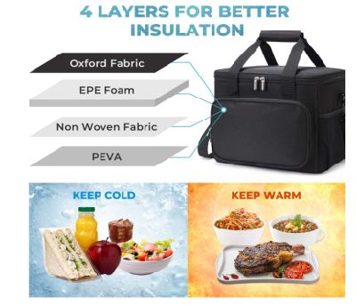 Dewasa 600d Oxford Aluminium Foil Insulated Thermal Lunch Bag Nylon Cooler Bag