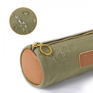 Túi đựng bút canvas đơn giản khóa kéo bằng đồng bền đẹp, thiết kế phối màu – Xanh lá