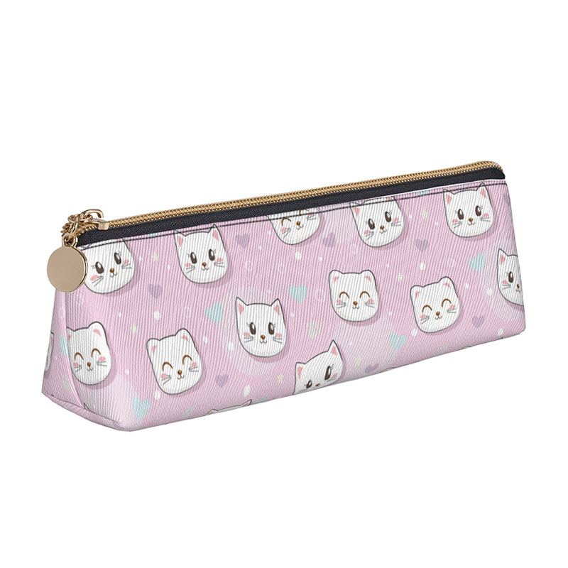 प्यारी बिल्ली पेंसिल केस पतला गुलाबी त्रिकोण पेन बैग कावई बिल्ली का मेकअप बैग पेंसिल बैग छोटा मेकअप बैग बॉक्स बिल्ली प्रेमी लड़कियों के लिए छोटे उपकरण स्टेशनरी बैग उपहार