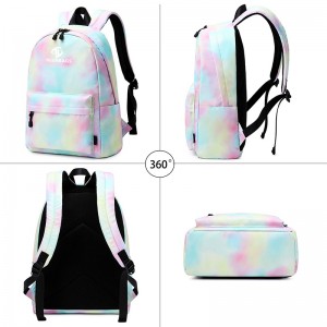 Tie Dye Lightweight waterproof ntxim hlub schoolbag Travel Student Backpack