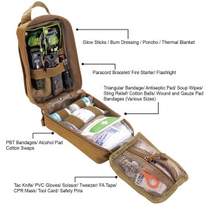 उत्तरजीविता प्राथमिक चिकित्सा किट आउटडोर गियर आपातकालीन किट ट्रॉमा बैग