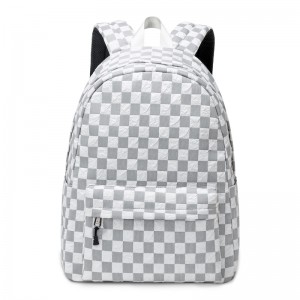 Checkered White Girls Backpacks Waterproof Travel Bag Laptop Bookbag for School
