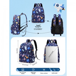 Space sininen Laptop Schoolbag Miesten vedenpitävä matkalaukku Opiskelijareppu