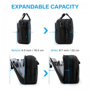 काळी लॅपटॉप बॅग विस्तारण्यायोग्य ब्रीफकेस संगणक बॅग पुरुष महिला