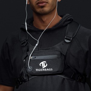 Bolsa de peito impermeable sinxela, chaleco de correr lixeiro con soporte para teléfono móbil