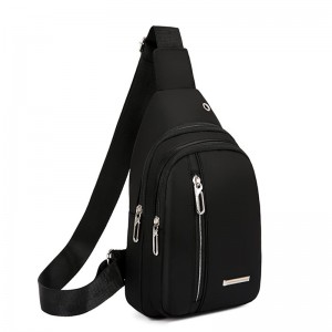 Tas selempang kecil satu bahu, hitam dan putih dapat disesuaikan tas
