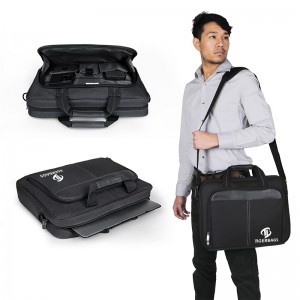 Черная классическая тонкая дорожная сумка для ноутбука Business Pro с плечевым ремнем