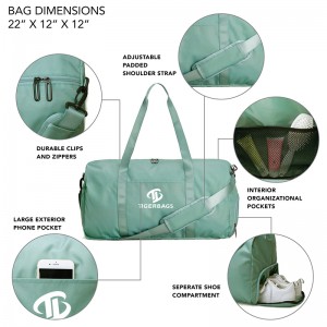 Bandoulière réglable anti-déchirure pour hommes et femmes sac polochon avec sac à chaussures, sac de week-end sac de voyage