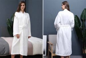 Professional China Versace Bathrobe - 100% Cotton  Hotel Unisex White Velour Custom Logo Men Women  Bath Robe – Sky Textile